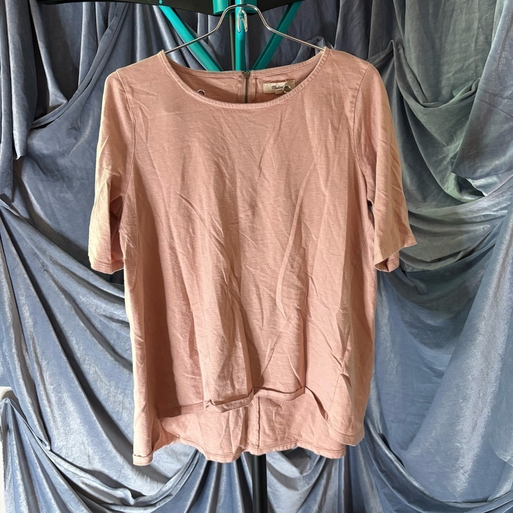Madewell rosey taupe short sleeve long top size medium